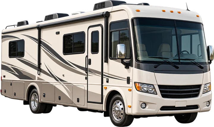 Class A motorhome ready for long-term parking
